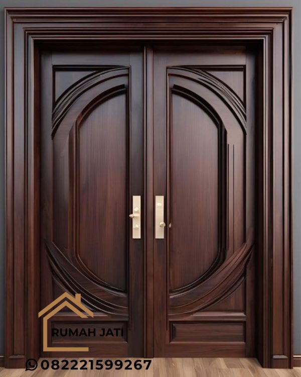 Pintu Utama Jati Solid Untuk Rumah Bergaya Minimalis Klasik