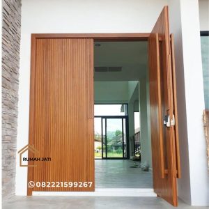 Kusen Pintu Utama Rumah Minimalis Mewah Kayu Jati Perhutani,Pintu Kupu-Kupu Motif Salur