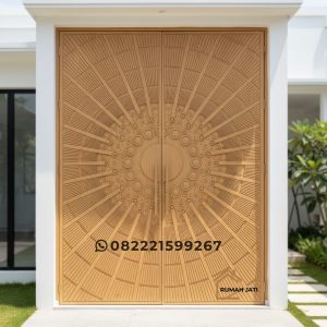 Model Pintu Rumah Jati Ukir Motif Matahari